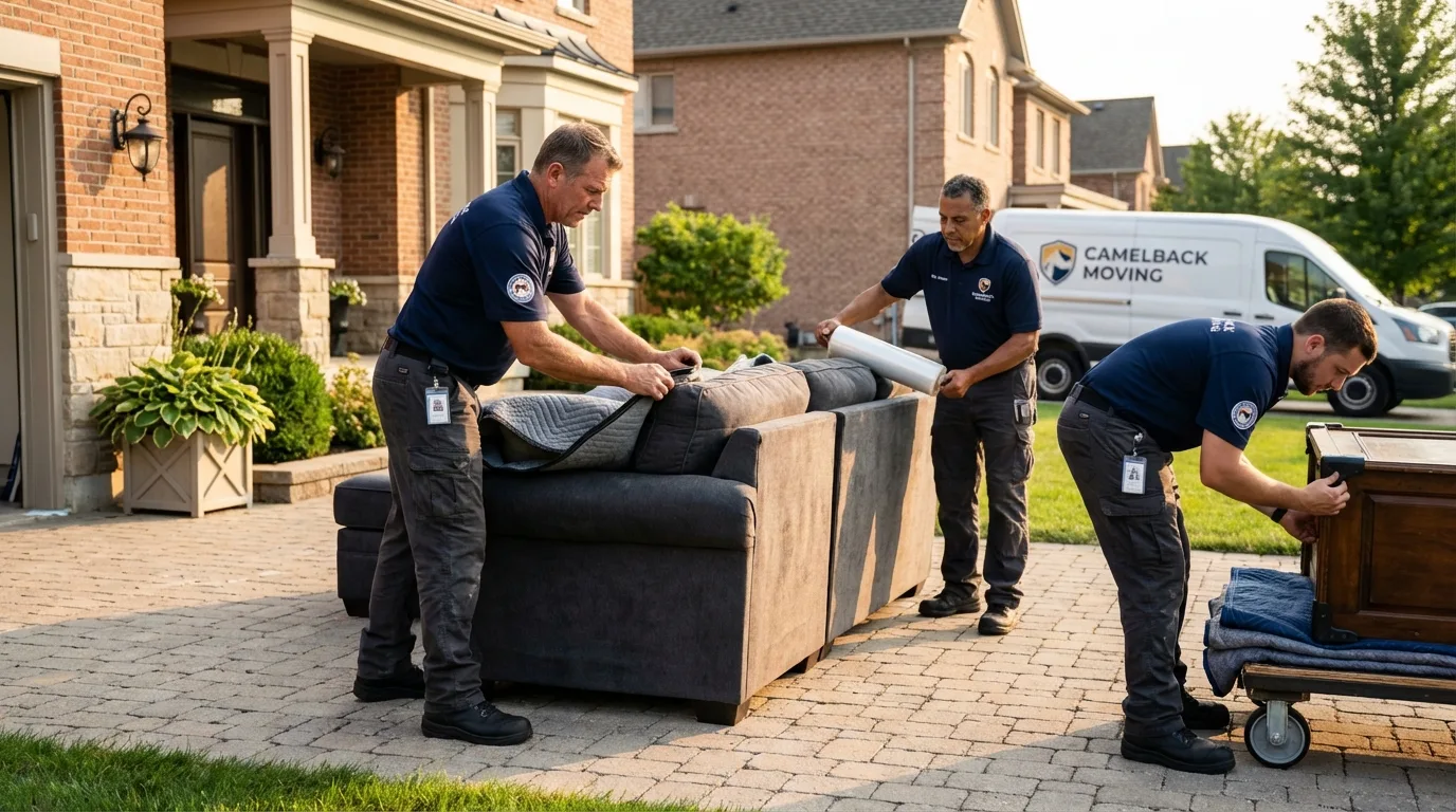 Large estate moving crew wrapping furniture in Spicer, MN